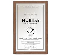 OD Deals 14x11 Inch (355x279 mm) MDF Flat Frame | Sleek Polished Finish, Clear Acrylic Front, Sturdy MDF Back, Horizontal & Vertical Mount for Home & Office Décor - (Walnut)