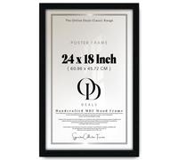 OD Deals 24x18 Inch (610 x 457 mm) MDF Flat Picture Frame | Sl ngineered Wood Build with Clear Acrylic Display, Firm Backboard & Dual Sawtooth Hangers (Black)