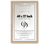 OD Deals 27x40'' (69x102 cm) Beech MDF Poster & Photo Frame | Engineered Wood Slim Flat Edge | Transparent Non-Glare Perspex Front | Wall Mount Horizontal & Vertical | Robust Metal Clips