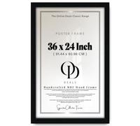 OD Deals 36x24 Inch (914 x 610 mm) MDF Flat Frame | Sleek Engineered Wood Build with Clear Acrylic Front, Strong MDF Backing (Black)
