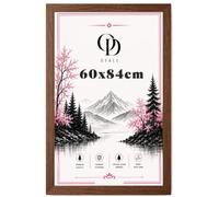 OD Deals - 60x84cm Modern MDF Picture Frame, Flat Style Wood Wall Mount, 30mm Wide Moulding, Shrink-Wrapped, 2mm Non-Reflective Perspex (Walnut)