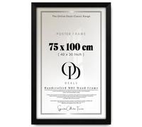 OD Deals 75x100cm Poster Frame | MDF Engineered Wood Flat Edge| Secure Metal Clips with Sawtooth Hangers | Wall Mount Portrait or Landscape | 29.5x39.3 inch - Matt Black