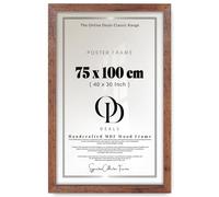 OD Deals 75x100cm Poster Frame | MDF Engineered Wood Rustic Finish Flat Style | Secure Metal Clips & Sawtooth Hangers |Portrait or Landscape Display | 29.5x39.3 inch - Rustic