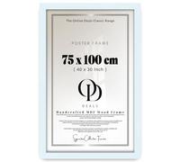 OD Deals 75x100cm Poster Frame | MDF Engineered Wood White Finish Flat Style | Secure Metal Clips & Sawtooth Hangers | Portrait or Landscape Display | 29.5x39.3 inch - White