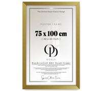 OD Deals 75x100cm Poster Frame | Solid MDF Engineered Wood Flat Style | Strong Metal Clips & Sawtooth Hangers | Horizontal & Vertical Mount | 29.5x39.3 inch - Gold