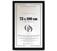 OD Deals Black MDF Poster Frame - 75x100 cm | Flat Moulding, Perspex Front Sheet, Secure Metal Clips, Portrait & Landscape Display for Photos and Artwork