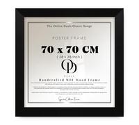 OD Deals Elegant 70 X 70 CM Square Poster Picture Display With Solid Engineered Wood Finish 28 X 28 Inch Ideal For Portrait Or Landscape Wall Display In Matt Black For Home Office Gallery