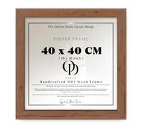 OD Deals Modern Wall 40 X 40 CM Poster Frame 16 X 16 Inch Walnut With Clear Acrylic Front And MDF Backing Two Way Wall Hanging Hooks For Home Office Living Room Display And Art Protection