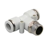 OD Tube to Thread PB 4 6 8 10 12 Mm Tube 1/8" 1/4" 3/8" 1/2" White Pneumatic Air Push in Connector Fitting 1Pcs(8-04(8mm-1l2))