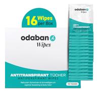 ODABAN Antiperspirant Wipes, Pack of 16, Deodorant Wipes Against Sweating and Sweat Odour, Instant Effect
