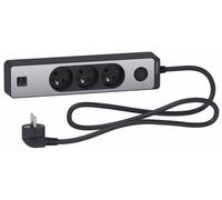 Odace 3 socket extender with 2x USB connector, 1.5m anthracite+ ST933U1BA