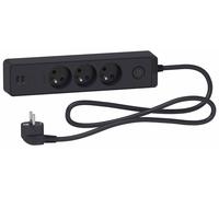 Odace 3 socket extender with 2x USB connector, 1.5m ST933U1B anthracite