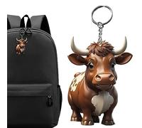 Odavom Cow Keychain Accessories, Acrylic Cartoon Highland Cow Pendant Decor, Highland Cattle Series Decoration Tool for Bags, Car Keys, Backpacks and Other Items, a, 1