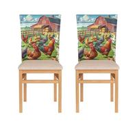 ODAWA 6 Pcs Chair Back Cover Farm Chickens Kitchen Chair Slipcovers Chair Slipcovers Set for Kitchen Farmhouse Decorations