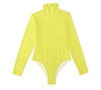 ODAWA Alice Blue Womens Bodysuits Stretchy Turtle Neck Body Suit Going out Bodysuit for Women, Moon Yellow, XX-Large