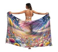ODAWA America We People Womens Swimsuit Wrap Cover Up Bikini Beach Long Sarong 70.9"x45.3", Summer Flowers, Large