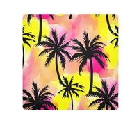 ODAWA Anti-Scratch Lens Wrapping Black Palm Trees Watercolor Self Adhesive Cloth Magic Self-Adhesive Cloth for Camera, Lens, Laptop 13.8x13.8in