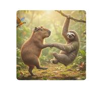 ODAWA Anti-Scratch Lens Wrapping Dancing Capybara Sloth Jungle Self-adhesive Cloth Wrap Protection for Camera and Lens 17.7x17.7in