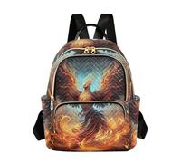 ODAWA Anti Theft Ladies Backpack Fiery Phoenix Small Womens Backpack, Fiery Phoenix, 11.41 x 6.1 x 14.17 in