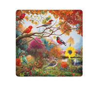ODAWA Autumn Painting Birds Tree 21.7"x21.7" Self Adhesive Cloth Multi-purpose Wrap Cloth, Easy-Storage Magic Cloths for Camera Tablet Laptop