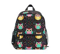 ODAWA Backpack for School Adorable Ballerina Kindergarten Backpack 12 Inch Backpack for Boys Girls, Colorful Cartoon Owls Polka Dots, S
