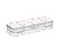 ODAWA Blossoms White Marker Storage Case Organizer with Adjustable Compartments 8.3" L x 3" W x 1.9" H