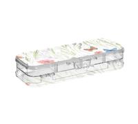 ODAWA Butterfly Bloom White Clear Pencil Box Double Deck Pencil Box for School 8.3" L x 3" W x 1.9" H