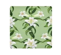 ODAWA Camera Lens Wrap Cloth Floral White Lilies Green Leaves Self-adhesive Cloth Wrap Protection for Camera and Lens 17.7x17.7in