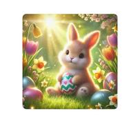 ODAWA Camera Protective Cover Easter Rabbit Green Self Adhesive Cloth 17.7"x17.7" Lightweight Foldable Wrapper for Camera Accessories