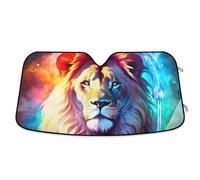 ODAWA Car Windshield Sunshade Lion Painted in Colorful Foldable Sun Shield Blocks UV Rays Keep Vehicle Cool