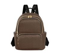 ODAWA Carmine Quilted Backpack Anti-theft Casual Shoulder Bag Small Backpack Purse for Women, Chocolate Brown, 11.41 x 6.1 x 14.17 in