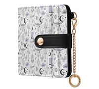 ODAWA Christmas Cats White Womens Wallet Rfid Blocking, Pu Leather Bifold Card Case, Zipper Coin Pocket Magnetic Tab, Cow Skulls Cacti Moons Stars, One Size, Rfid Wallet