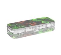 ODAWA Clear Plastic Stationery Case Glowing Green Dragon Black Double Layered Crayon Organizer for Kids 8.3" L x 3" W x 1.9" H