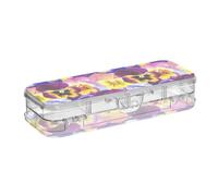 ODAWA Colorful Pansy Flowers Clear Pencil Boxes with Snap-tight Lid for Travel 8.3" L x 3" W x 1.9" H