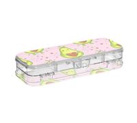 ODAWA Cute Avocados Happy Faces Plastic Pencil Boxes Crayon Box with Snap Lid 8.3" L x 3" W x 1.9" H