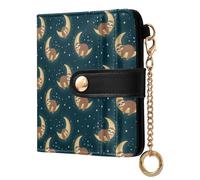 ODAWA Cute Blue Octopus White Womens Wallet Rfid Blocking, Pu Leather Bifold Card Case, Zipper Coin Pocket Magnetic Tab, Cute Brown Sloths Moons Teal, One Size, Rfid Wallet