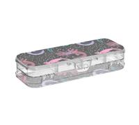 ODAWA Cute Cartoon Axolotls Clear Pencil Boxes with Snap-tight Lid for Classrrom 8.3" L x 3" W x 1.9" H