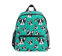 ODAWA Cute Cartoon Bulldog Head Backpack for Kids with Name Tag,12 Inch Backpack for Boys Girls Kindergarten Backpacks, Cute drawing bulldog heads, M