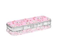 ODAWA Cute Cows Red Hearts with 4 Removable Ruler Dividing Spacers Pencil Cases for Teens 8.3" L x 3" W x 1.9" H
