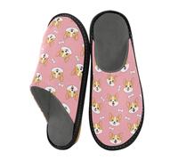 ODAWA Cute Dog Bones Pink Warm Washable Indoor Outdoor House Shoes, Memory Foam Slip On House Shoes Size 4-5
