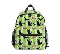 ODAWA Cute Dog Sky Blue Kids Backpack with Name Tag, Kids 12 Inch Kindergarten Backpack Kindergarten Backpacks, Black Cats Orange Eyes, S