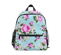 ODAWA Cute Dog Sky Blue Kids Backpack with Name Tag, Kids 12 Inch Kindergarten Backpack Kindergarten Backpacks, Floral Roses Blue, S