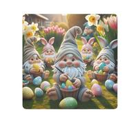ODAWA Cute Easter Rabbit Gnomes Self Adhesive Cloth 17.7X17.7 Inch Open Lay Flat Makeup Bag Wrap Protection for Camera and Lens