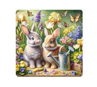 ODAWA Cute Easter Rabbit Green Self Adhesive Cloth 17.7X17.7 Inch Self-adhesive Cloth Protective Camera Wrapper Portable Cosmetic Bag for Travelling