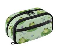 ODAWA Cute Frogs Green High Capacity School Stationery Organizer for Office Workers, 8.3"x 3.1"x 4.9"
