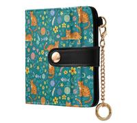ODAWA Cute Husky Faces Wallet with Clear Id Window, Travel Wallet, Cute Orange Cats Teal, One Size, Rfid Wallet