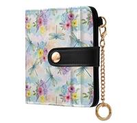 ODAWA Cute Husky Faces Wallet with Clear Id Window, Travel Wallet, Dragonflies Floral Pastel, One Size, Rfid Wallet