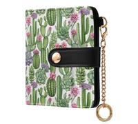 ODAWA Cute Husky Faces Wallet with Clear Id Window, Travel Wallet, Green Cacti Succulents White, One Size, Rfid Wallet