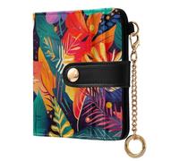 ODAWA Cute Monkey Compact Women's Wallet RFID Wallet Slim with 7 Card Slots, Leaves Colorful, One Size, Rfid Wallet