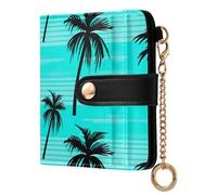 ODAWA Cute Monkey Compact Women's Wallet RFID Wallet Slim with 7 Card Slots, Palm Trees Turquoise, One Size, Rfid Wallet